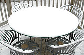 Snow covered table-chairs 2