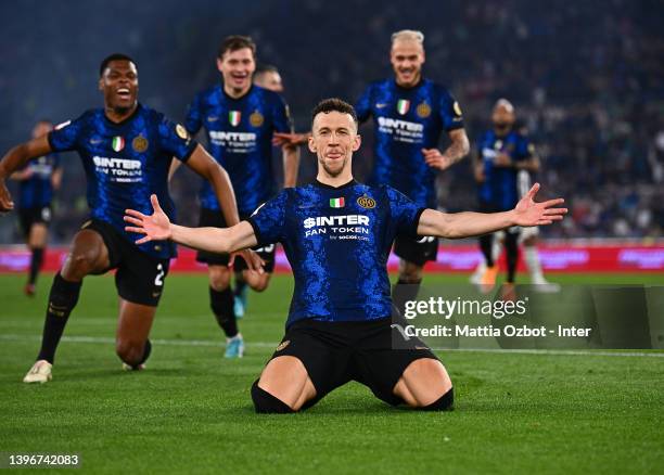 Ivan Perisic of FC Internazionale celebrates after scoring the goal during the coppa Italia Final match between Juventus and FC Internazionale at...
