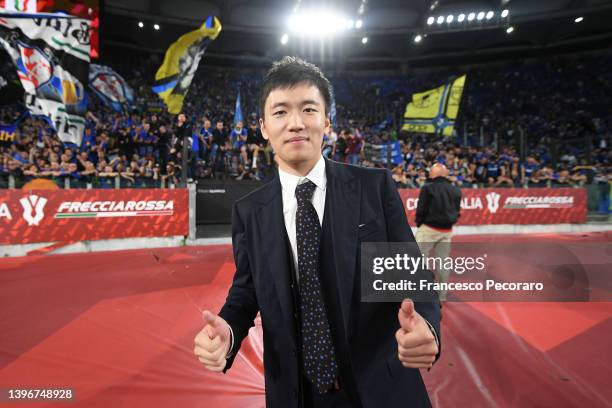 Steven Zhang, President of FC Internazionale celebrates after victory in the Coppa Italia Final match between Juventus and FC Internazionale at...