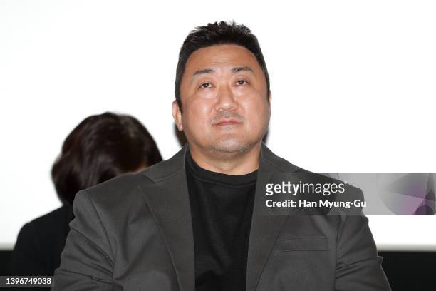 South Koran actor Ma Dong-Seok aka Don Lee attends "The Roundup" Press Conference on May 11, 2022 in Seoul, South Korea. The film will open on May 18...