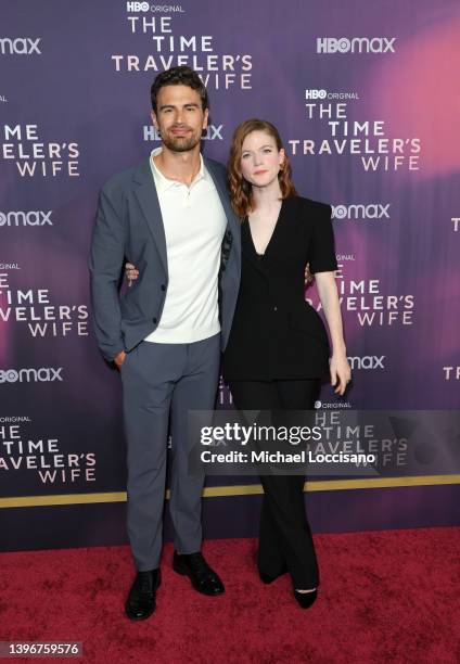 Theo James and Rose Leslie attend HBO's "The Time Traveler's Wife" New York Premiere at The Morgan Library on May 11, 2022 in New York City.