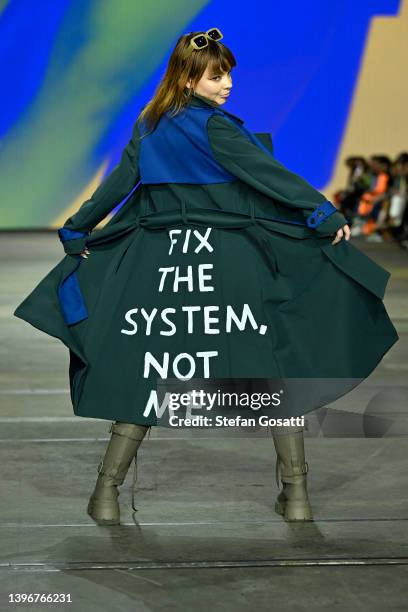 Model walks the runway in a design by Jam during the Adaptive Clothing Collective show during Afterpay Australian Fashion Week 2022 Resort '23...