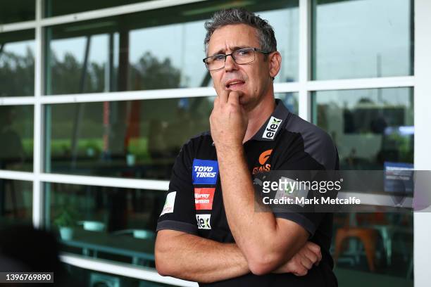 Leon Cameron looks on after a GWS Giants AFL press conference at Giants HQ on May 12, 2022 in Sydney, Australia.