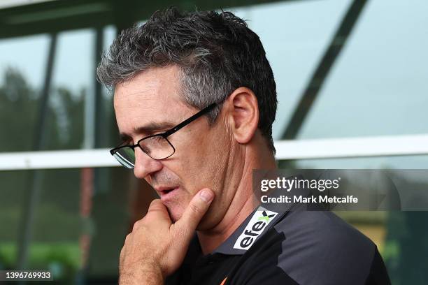 Leon Cameron looks on after a GWS Giants AFL press conference at Giants HQ on May 12, 2022 in Sydney, Australia.