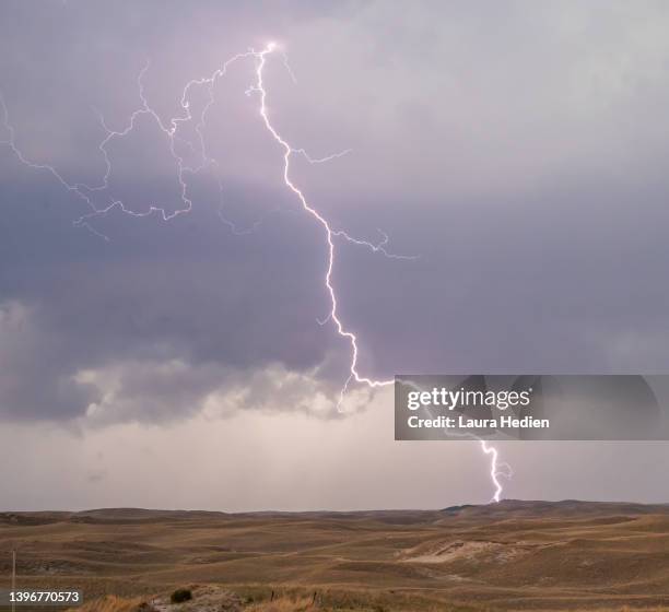 lightning on the great plains - lightning purple stock pictures, royalty-free photos & images