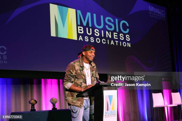 Singer, Jimmie Allen hosts The Bizzy Awards presented by Music Biz 2022 on May 11, 2022 in Nashville, Tennessee.
