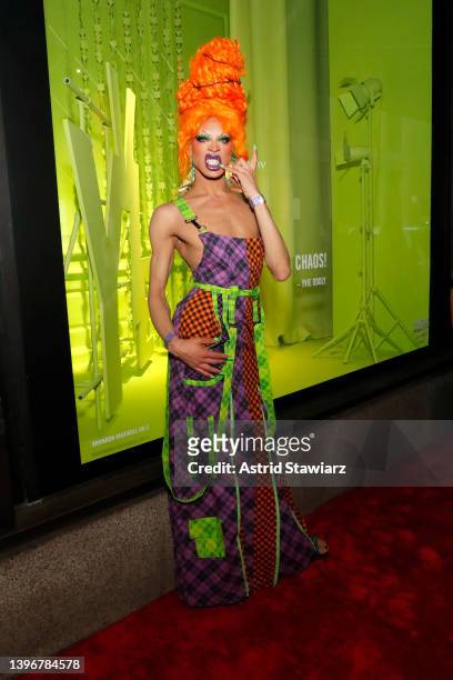 Yvie Oddly attends RuPaul's Drag Race All Stars 7 Saks Fifth Avenue window display Ruveal and red carpet at Saks Fifth Avenue on May 11, 2022 in New...
