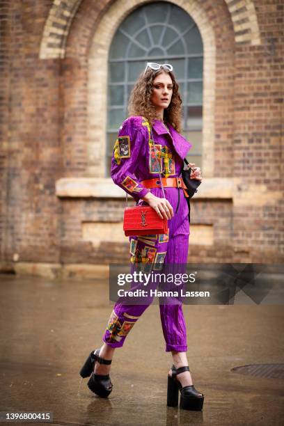 Jess May wearing Kimbralou outfit at Afterpay Australian Fashion Week 2022 on May 12, 2022 in Sydney, Australia.