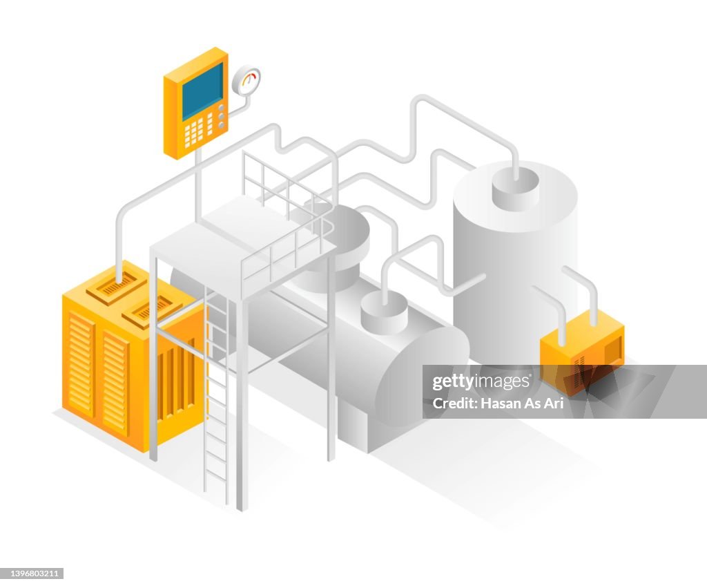 Compounding Tank Graphic Flat Isometric Illustration Concept Tanks With Pipelines And Bio Gas ...