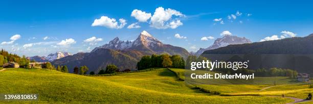 watzmann in alps, xxl panorama - national park berchtesgaden - alpen stock pictures, royalty-free photos & images