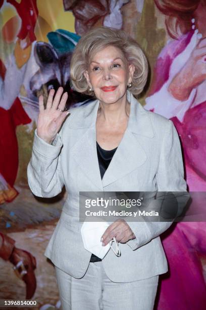 Monica Marbán poses for photo during premier function of Caperucita, Que onda con tu abuelita play, at Teatro Silvia Pinal on May 11, 2022 in Mexico...