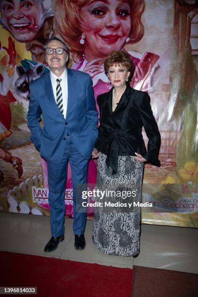 Pablo Ferrel and Norma Lazareno pose for photo during premier function of Caperucita, Que onda con tu abuelita play, at Teatro Silvia Pinal on May...