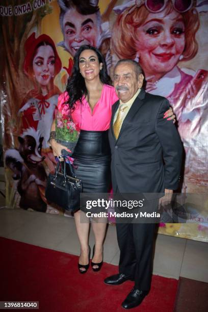 Maricarmen de la Pena and her father Eduardo de la Pena 'Lalo El Mimo' pose for photo during premier function of Caperucita, Que onda con tu abuelita...