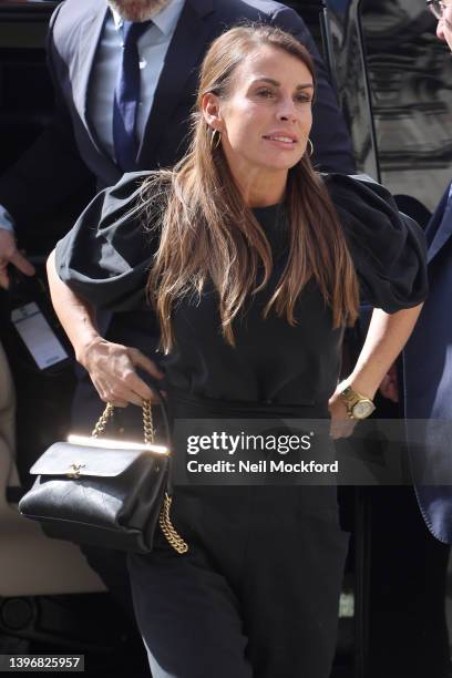 Coleen Rooney arrives at Royal Courts of Justice, Strand on May 12, 2022 in London, England. Coleen Rooney, wife of Derby County manager and former...