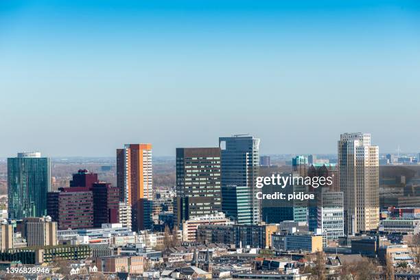 aerial view of the rotterdam skyline - rotterdam aerial stock pictures, royalty-free photos & images