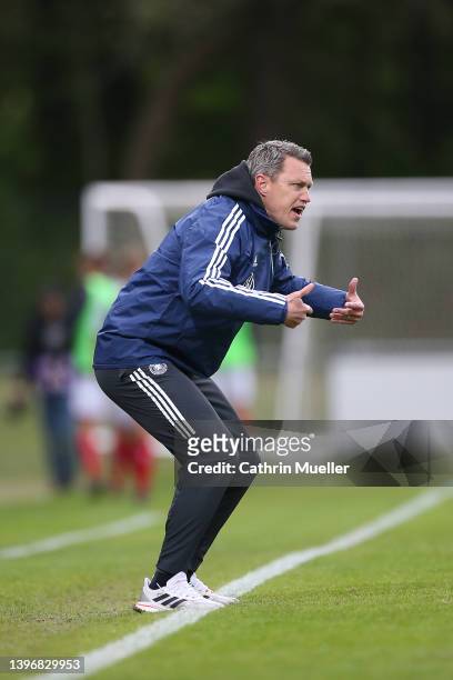Assistant Coach Hanno Balitsch of Germany reacts during the international friendly match between Denmark U19 and Germany U19 at DS Arena on May 11,...