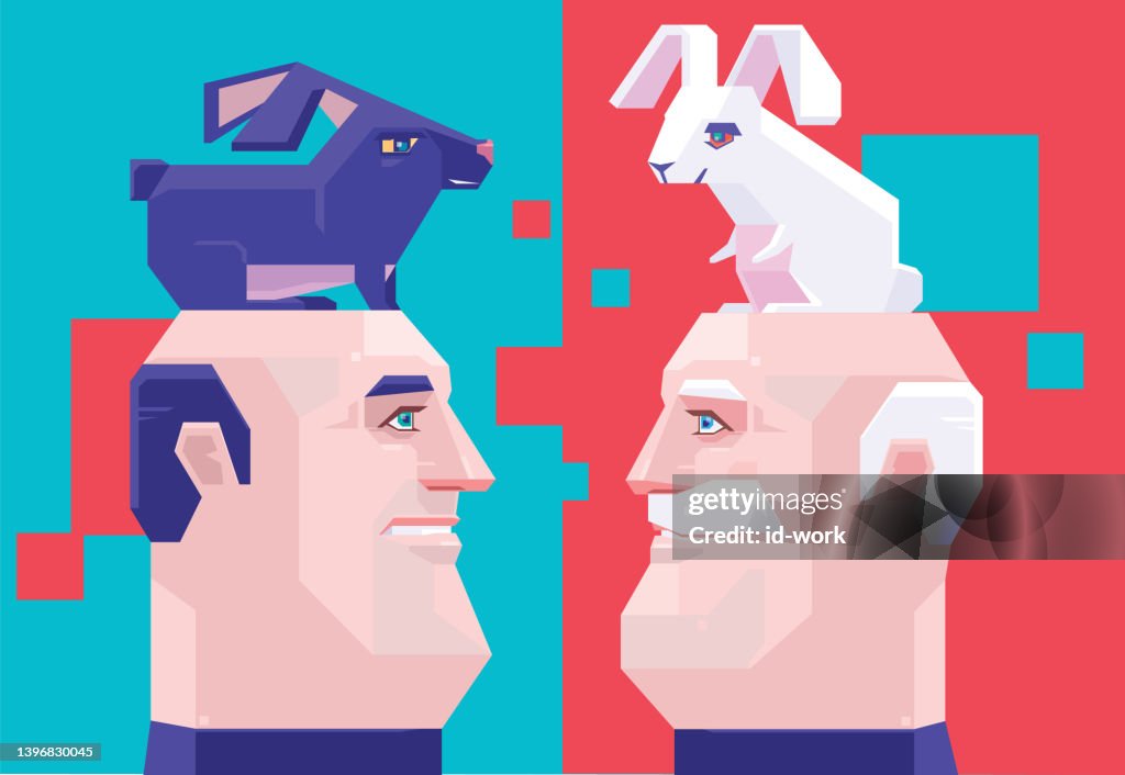 Balding Rabbit Cartoon Balding Men Meeting With Rabbits High-Res Vector Graphic - Getty Images