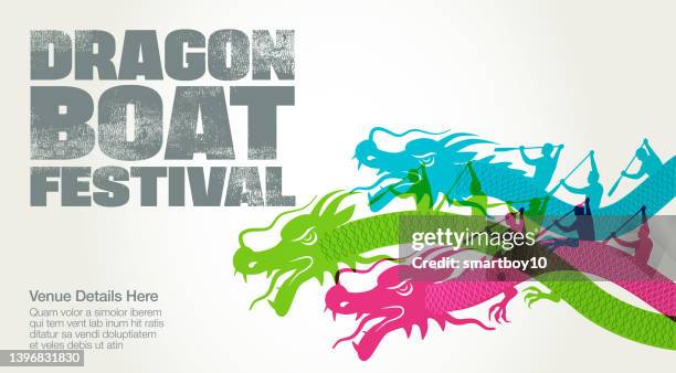 dragon boat festival poster - dragon boat stock illustrations