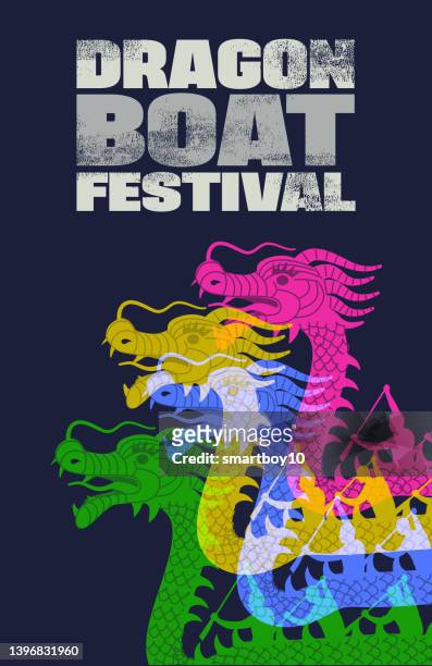 ilustraciones, imágenes clip art, dibujos animados e iconos de stock de póster del festival del barco del dragón - bote dragón