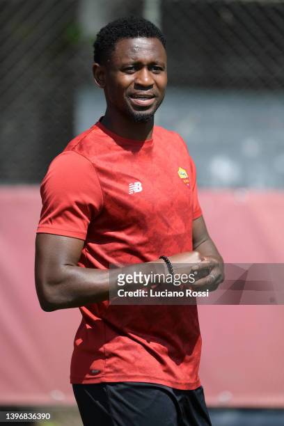 Roma player Amadou Diawara during training session at Centro Sportivo Fulvio Bernardini on May 12, 2022 in Rome, Italy.