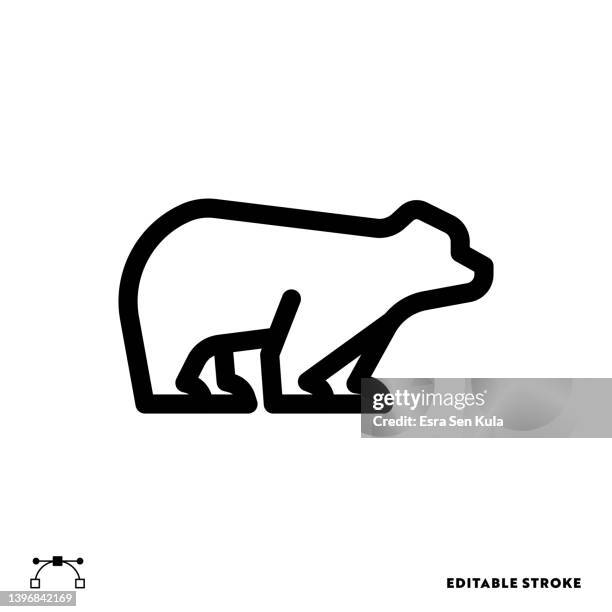 bear market line icon design with editable stroke. suitable for web page, mobile app, ui, ux and gui design. - bear white background stock illustrations