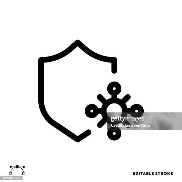virus protection line icon design with editable stroke. suitable for web page, mobile app, ui, ux and gui design. - new normal stock illustrations