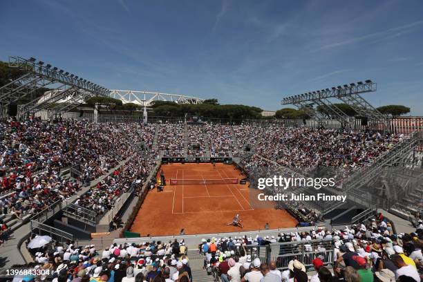 General view of the Grand Stand Arena during the Men's Singles Round 3 match between Karen Khachanov and Stefanos Tsitsipas of Greece on day five of...