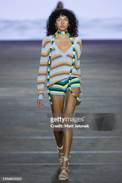 Model walks the runway during the Hansen & Gretel show during Afterpay Australian Fashion Week 2022 Resort '23 Collections at Carriageworks on May...