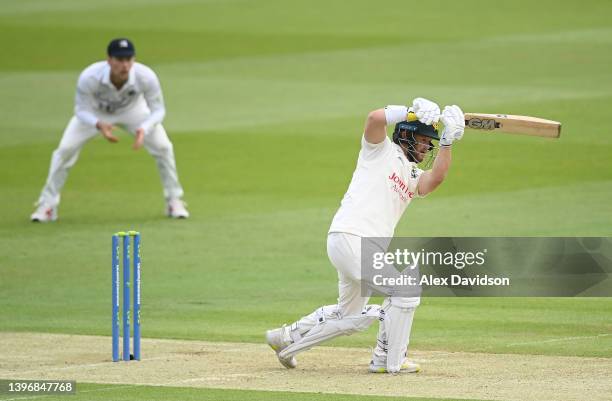 Ben Duckett of Nottinghamshire bats during Day One of the LV= Insurance County Championship match between Middlesex and Nottinghamshire at Lord's...