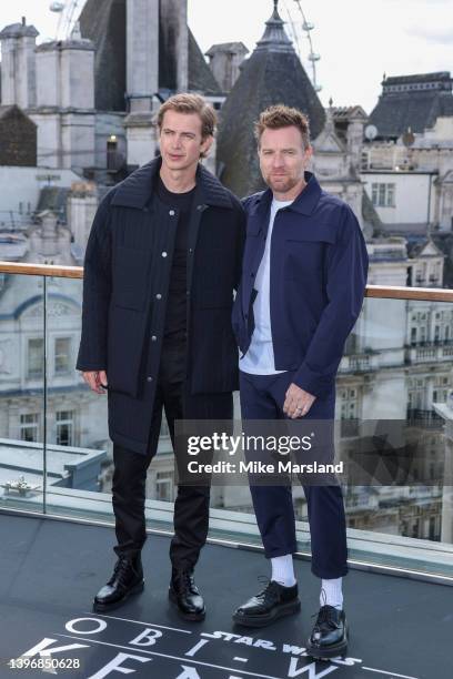 Hayden Christensen and Ewan McGregor attend the "Obi-Wan Kenobi" photocall at Corinthia Hotel London on May 12, 2022 in London, England.