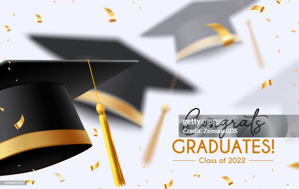 Graduation Decorations Text Graduation Greeting Vector Background Design Congrats Graduates Text ...
