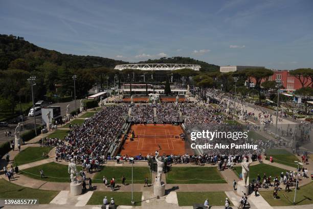 General view of Pietrangeli court during the Men's Singles Round 3 match between Marcos Giron of Chile and Felix Auger-Aliassime of Canada on day...