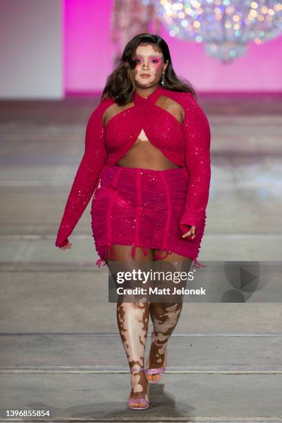 Model walks the runway during the Dyspnea show during Afterpay Australian Fashion Week 2022 Resort '23 Collections at Carriageworks on May 12, 2022...