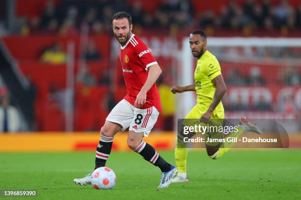 Juan Mata of Manchester United during the Premier League match between Manchester United and Brentford at Old Trafford on May 02, 2022 in Manchester,...