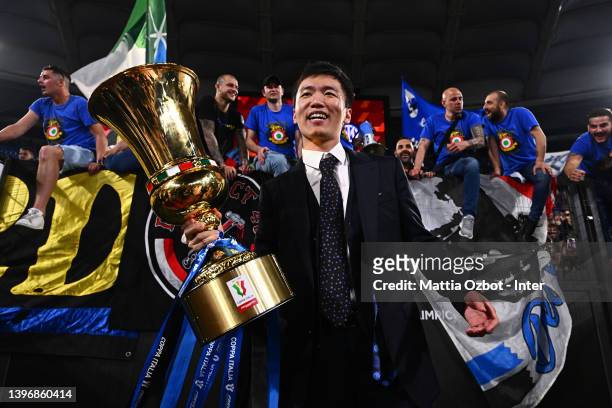 Steven Zhang president of FC Internazionale celebrate with the trophy after winning the oppa Italia Final match between Juventus and FC...
