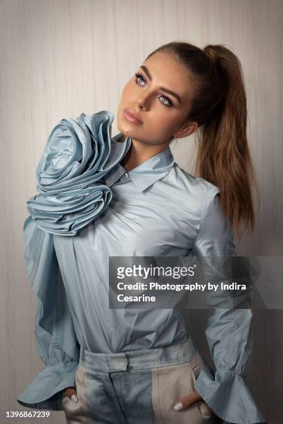 Actress Caitlin Carmichael is photographed for The Untitled Magazine on August 6, 2021 in Los Angeles, California. PUBLISHED IMAGE.