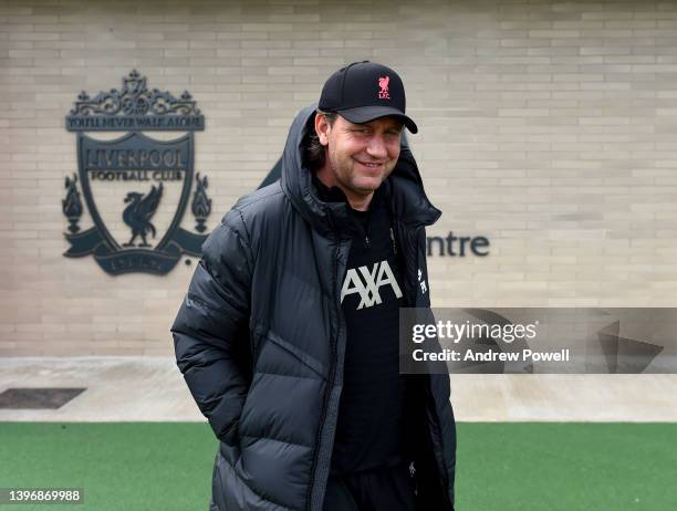 Peter Krawietz assistant manager of Liverpool during a training session at AXA Training Centre on May 12, 2022 in Kirkby, England.