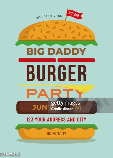 father’s day bbq invitation template. - fathers day lunch stock illustrations