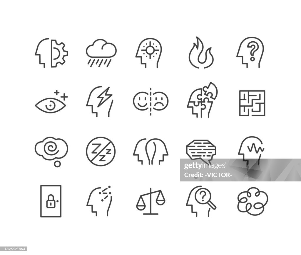 Psychologische Probleme Icons - Classic Line Serie