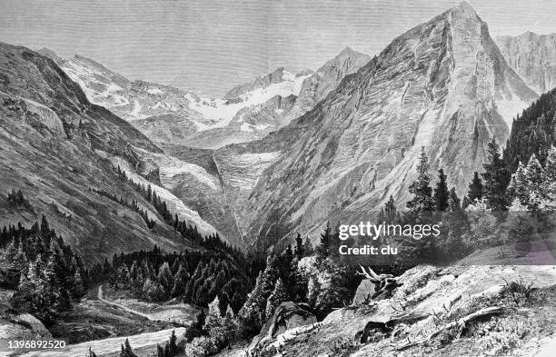 bavaria soiern peak and the royal house at the soiern lake - bavarian alps stock illustrations