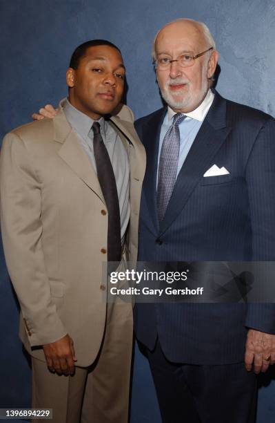 Portrait of American Jazz musician and composer Wynton Marsalis and President of Blue Note Records Bruce Lundvall, New York, New York, March 20,...