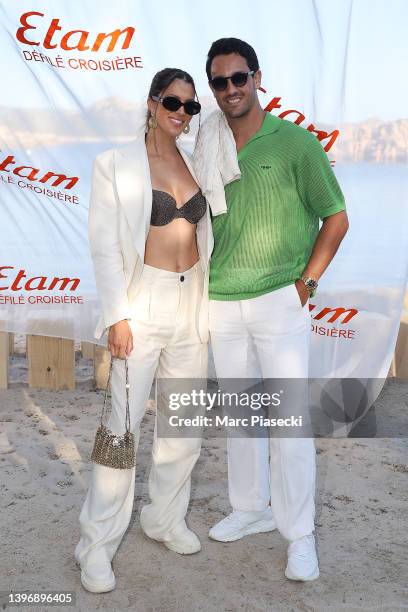 Iris Mittenaere and Diego El Glaoui attend the Etam Cruise 2022 Collection at Domaine de Murtoli on May 12, 2022 in Corsica,France.