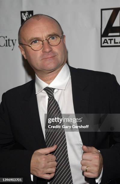 Portrait of British Pop musician Phil Collins during City of Hope's 'Spirit of Life' gala at Cipriani, New York, New York, November 13, 2002.