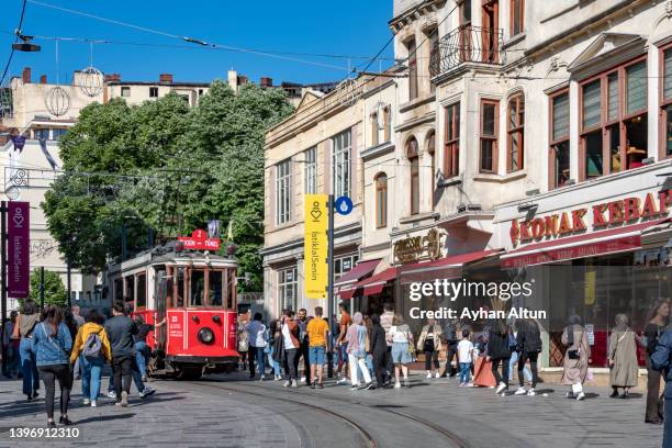 famous istiklal street in beyoglu district of istanbul,turkey - istiklal avenue stock pictures, royalty-free photos & images