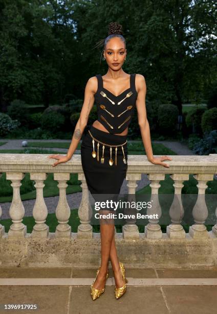 Jourdan Dunn attends the Jeremy Scott & Moschino launch of 'Moschino' by Assouline on May 12, 2022 in London, England.