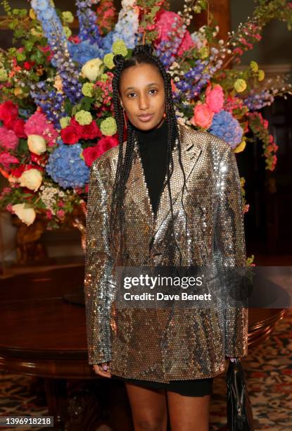 Julia Sarr-Jamois attends the Jeremy Scott & Moschino launch of 'Moschino' by Assouline on May 12, 2022 in London, England.