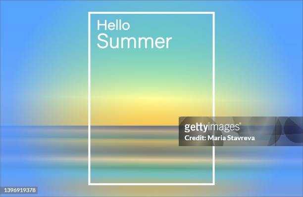summer background.ocean horizon, beach and sunsets. - hello summer stock illustrations