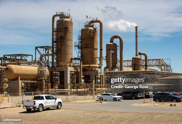 The John L. Featherstone Hudson Ranch Power 1 geothermal facility, producing electrical power from underground volcanic-heated steam, is viewed...