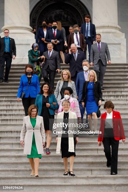 Led by Speaker of the House Nancy Pelosi and Episcopal Bishop Mariann Edgar Budde , Democratic members of the House of Representatives walk down the...