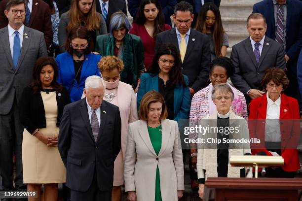 Joined by Bishop Mariann Edgar Budde of the Episcopal Diocese of Washington, House Majority Leader Steny Hoyer and Speaker of the House Nancy Pelosi...